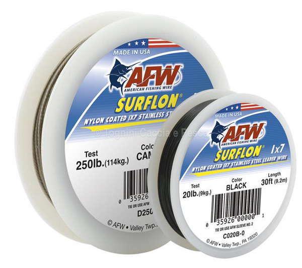 AFW SURFLON 1x7 BRIGHT 45lbs.  steel wire liders line - Tognini fishing