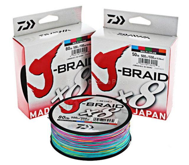 DAIWA J-BRAID X8 MULTICOLOR 500M. 0.28mm.  monofilaments and braided lines  braided - Tognini fishing