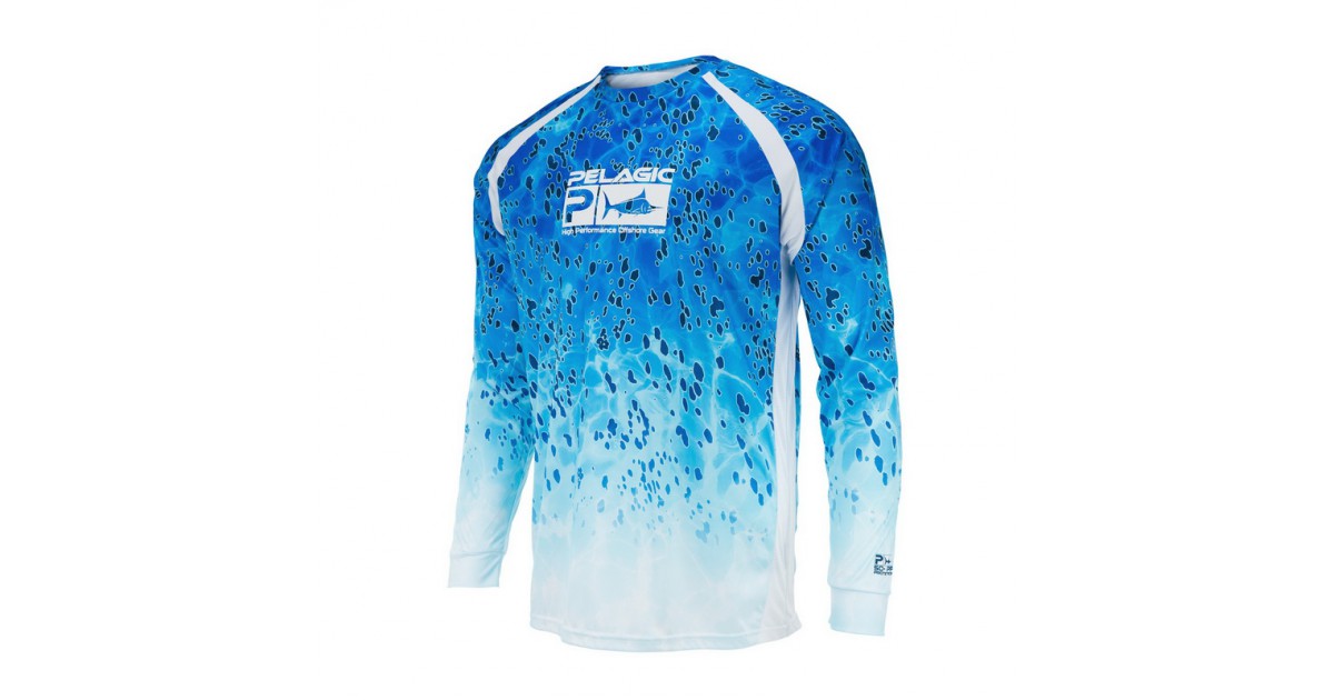 Chemise De Pêche PELAGIC Vaportek Homme – Bleu, Motif Hexagonal, Capuche, Taille M (occasion)