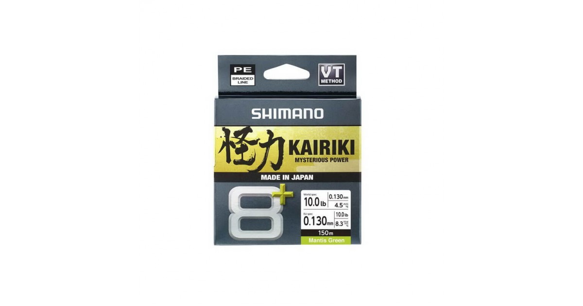 Shimano Kairiki 8 Mantis Green 150m - Ligne Tressée PE 0.23mm 22.5kg Pour Pêche