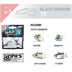 FIIISH BLACK MINNOW 70 JIG HEADS 