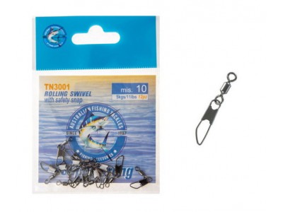 AUSTRALIAN FISHING TACKLES ROLLING SWIVEL WITH SAFETY SNAP TN3001