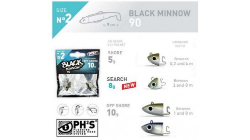 FIIISH BLACK MINNOW 90 JIG HEADS