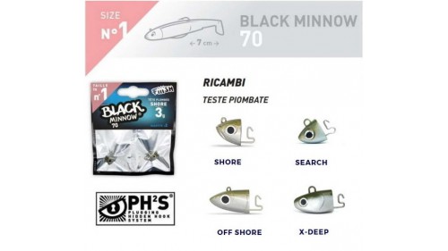 FIIISH BLACK MINNOW 70 JIG HEADS