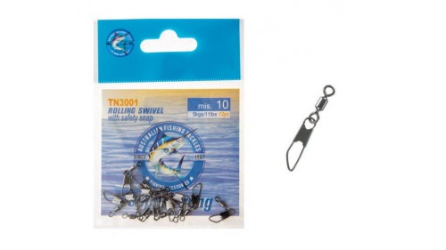 AUSTRALIAN FISHING TACKLES ROLLING SWIVEL WITH SAFETY SNAP TN3001