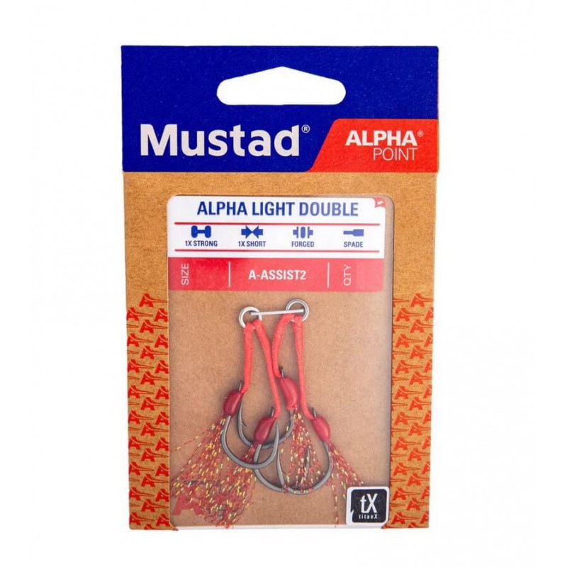 mustad alpha light double assist rig accessories assist hooks