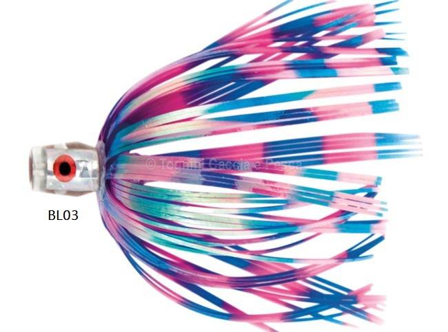 Esca King Buster C&H - Gonna In Mylar Blu/rosa/perla - Testa Da 3,5 G - 6,35 Cm - Confezione 3 Pezzi