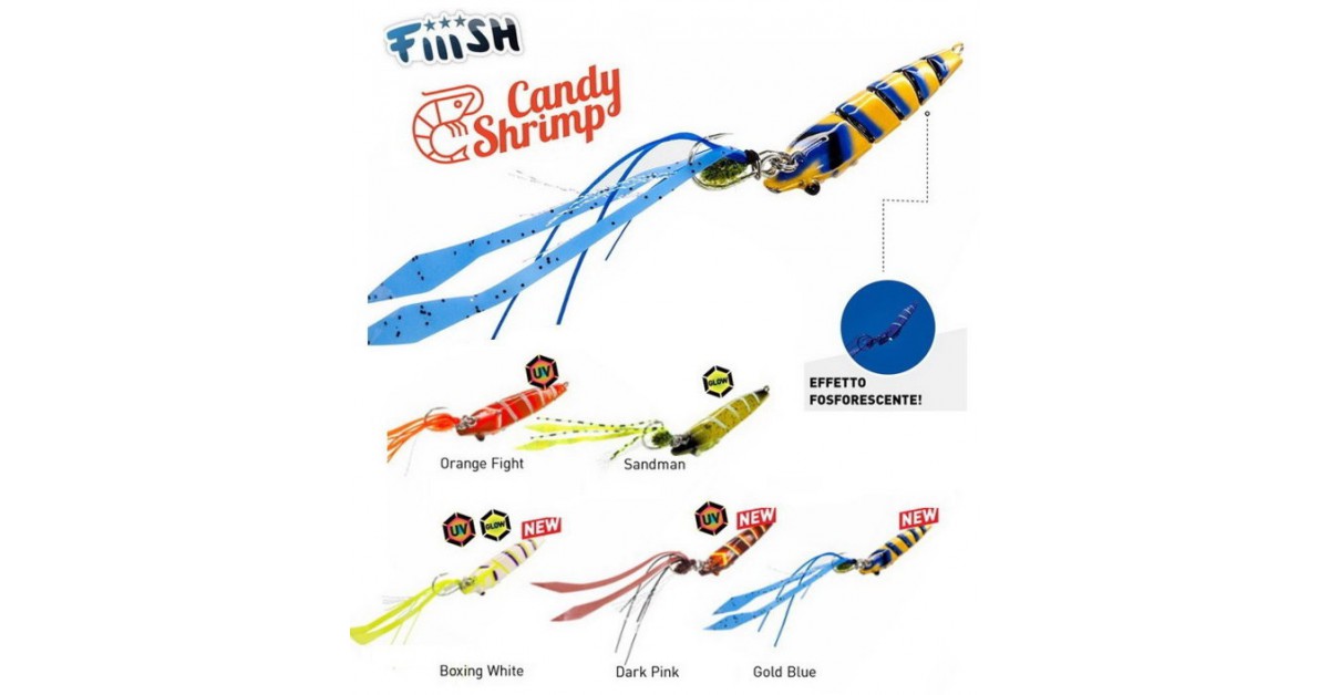 Leurre De Pêche FIIISH Candy Shrimp - Imitation Crevette Réaliste, Finition UV, Crochet HPC | Poids 30g/60g/90g - 10