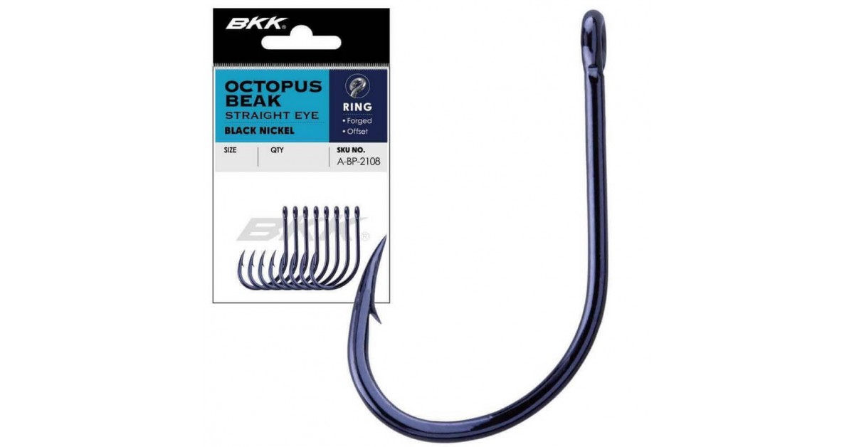 Mustad Beak/Octopus Fishing Hooks - Fine Wire, Forged Black Nickel, Size 1 - View #5